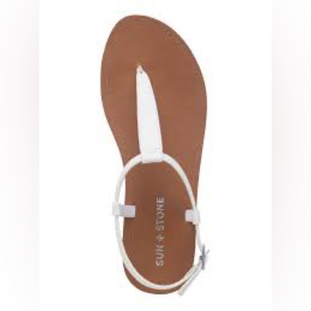 Sun + Stone Women's Sandals in White and Tan - Picture 2 of 2